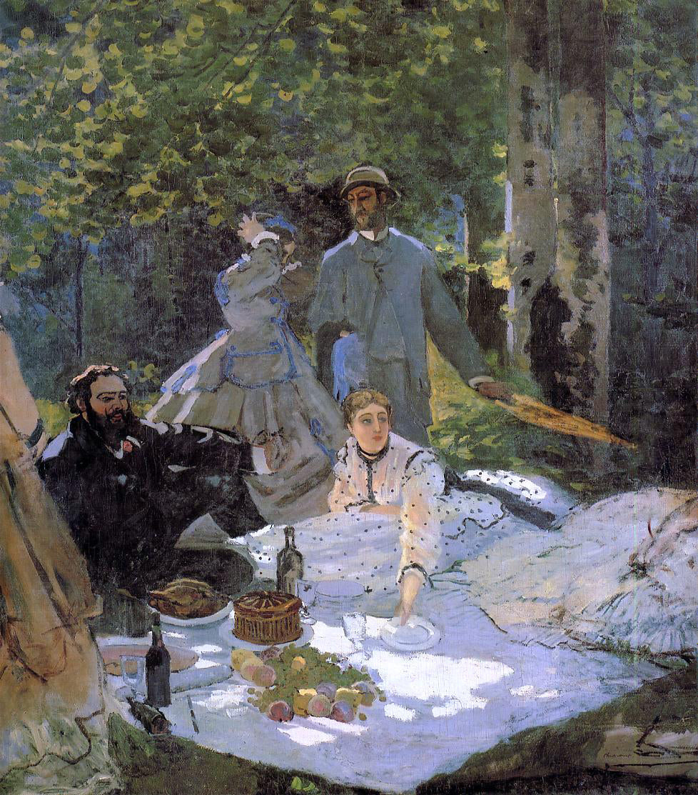 Claude Oscar Monet Luncheon on the Grass, Center Panel - Canvas Print