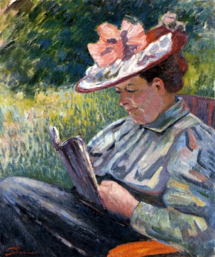 Armand Guillaumin Madame Guillaumin Reading in the Garden - Canvas Print
