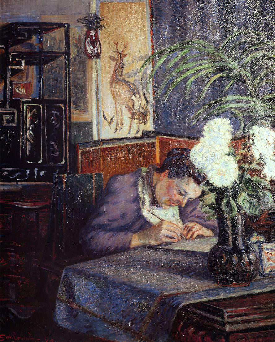 Armand Guillaumin Madame Guillaumin Writing - Canvas Print