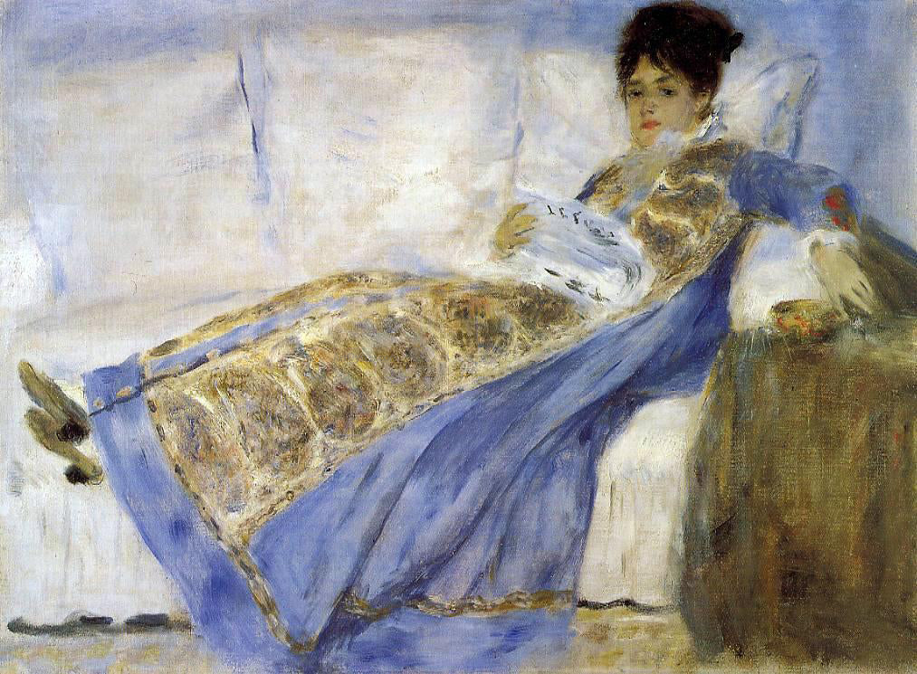 Pierre Auguste Renoir Madame Monet on a Sofa - Canvas Print