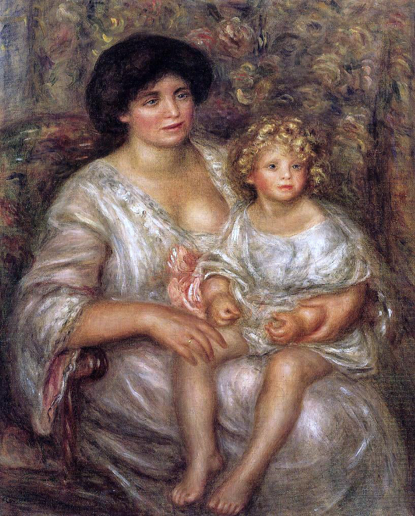 Pierre Auguste Renoir Madame Thurneyssan and Her Daughter - Canvas Print