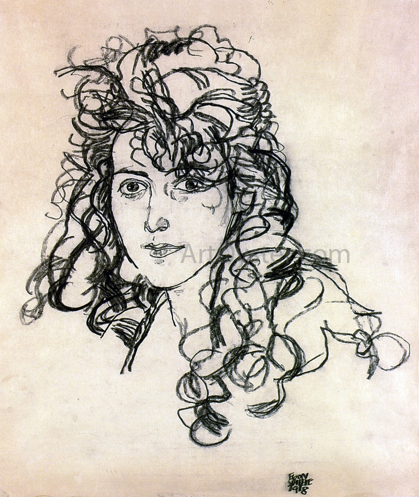 Egon Schiele Madchenkopf (also known as Frau Sohn) - Canvas Print