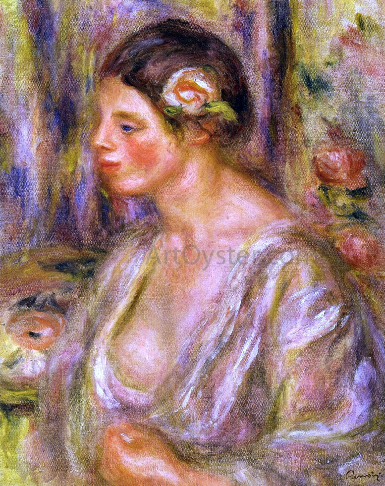 Pierre Auguste Renoir Madeline wearing a Rose - Canvas Print