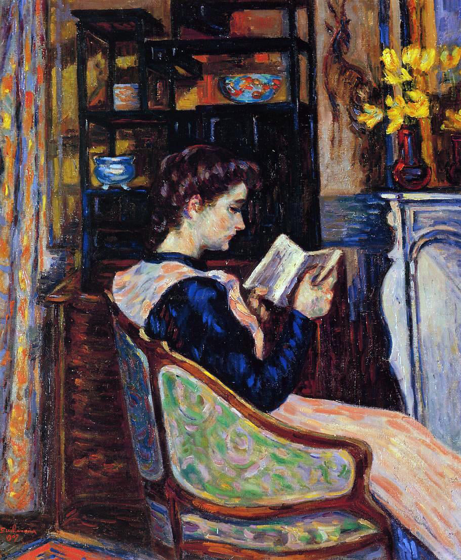 Armand Guillaumin Mademoiselle Guillaumin Reading - Canvas Print