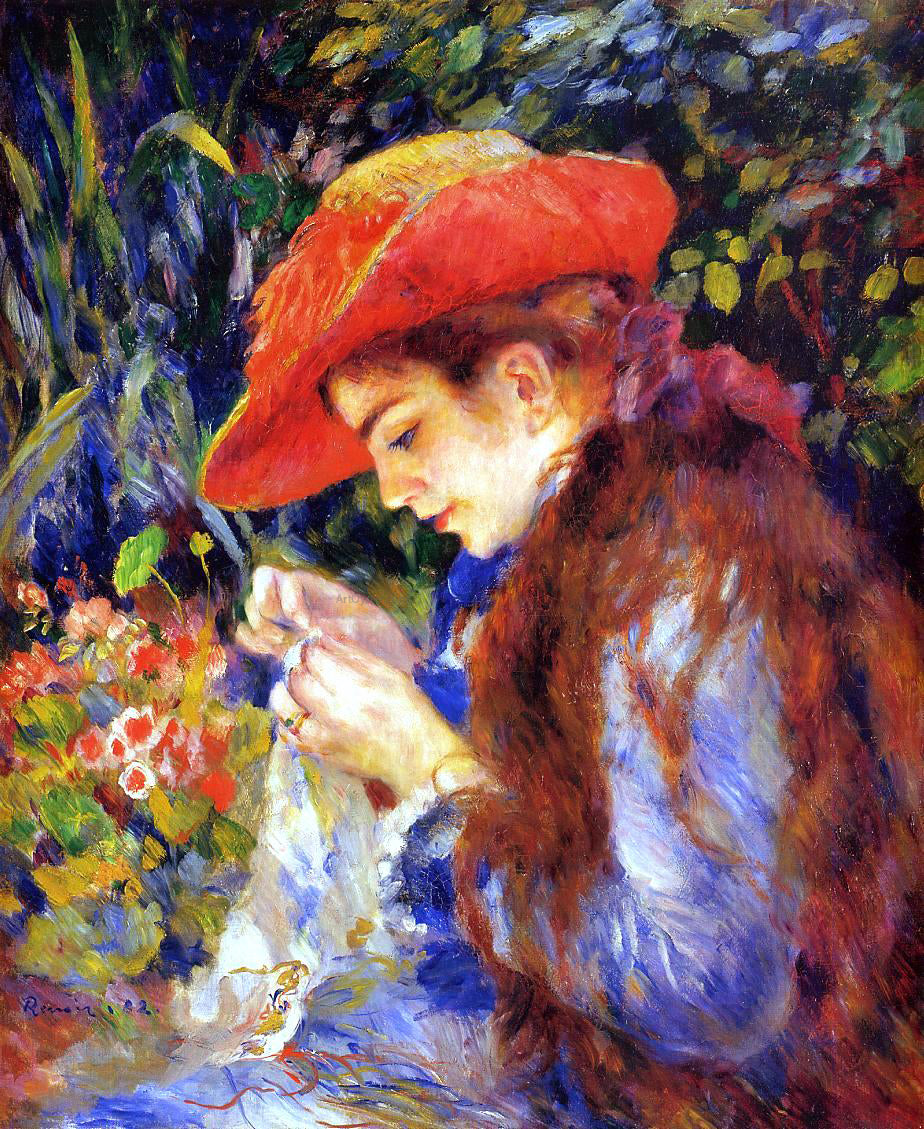 Pierre Auguste Renoir Mademoiselle Marie-Therese Durand-Ruel Sewing - Canvas Print