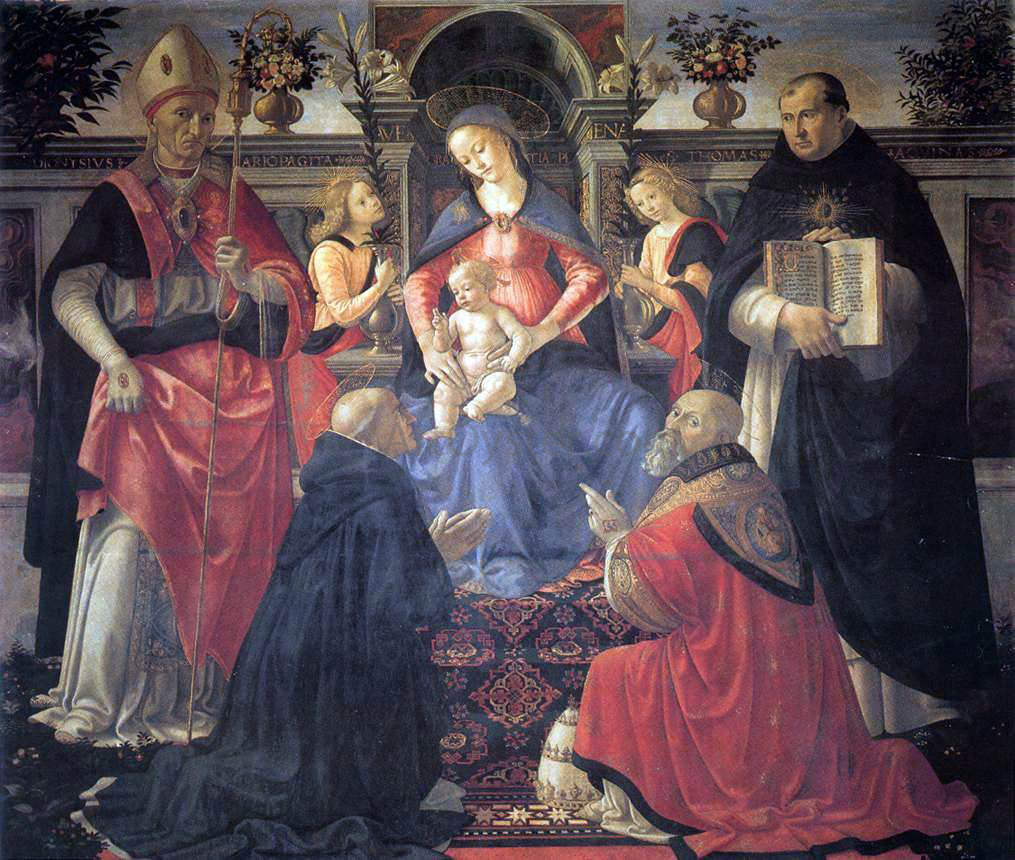 Domenico Ghirlandaio Madonna and Child Enthroned between Angels and Saints - Canvas Print