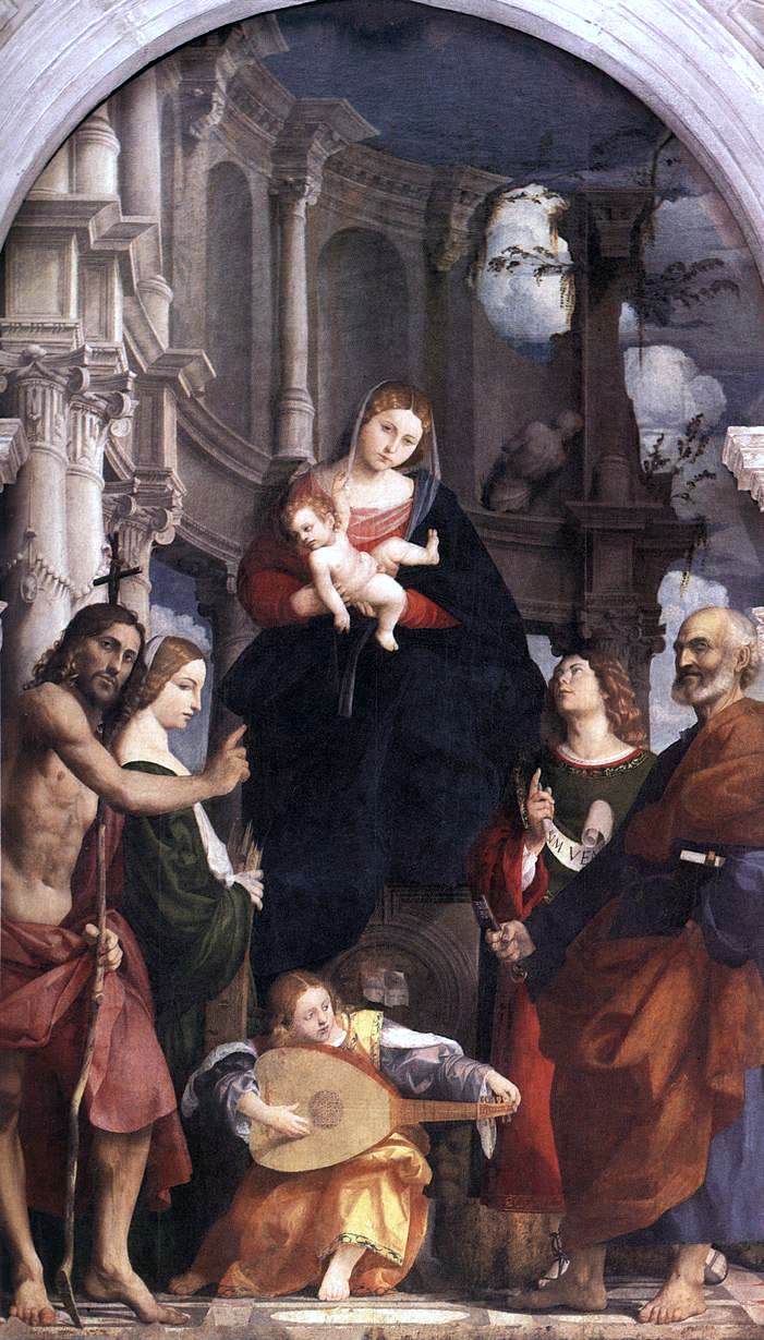 Porde Madonna and Child Enthroned with Saints - Canvas Print