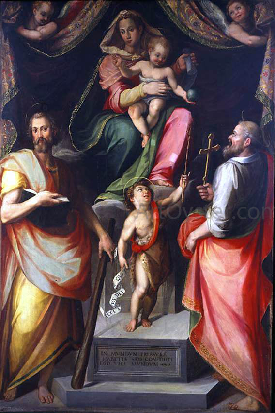 Giovanni Maria Butteri Madonna and Child Enthroned with Saints - Canvas Print