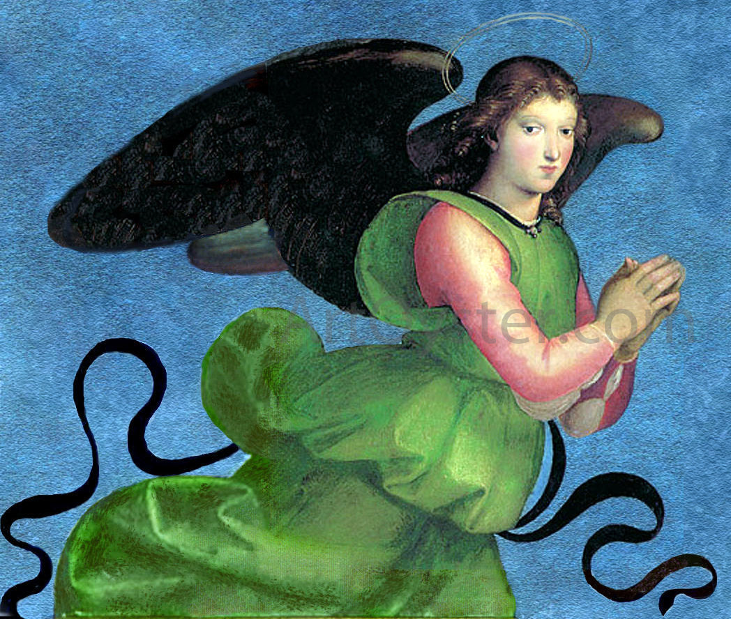 Raphael Madonna and Child Enthroned with Saints(detail of lunette less surrounding work) - Canvas Print