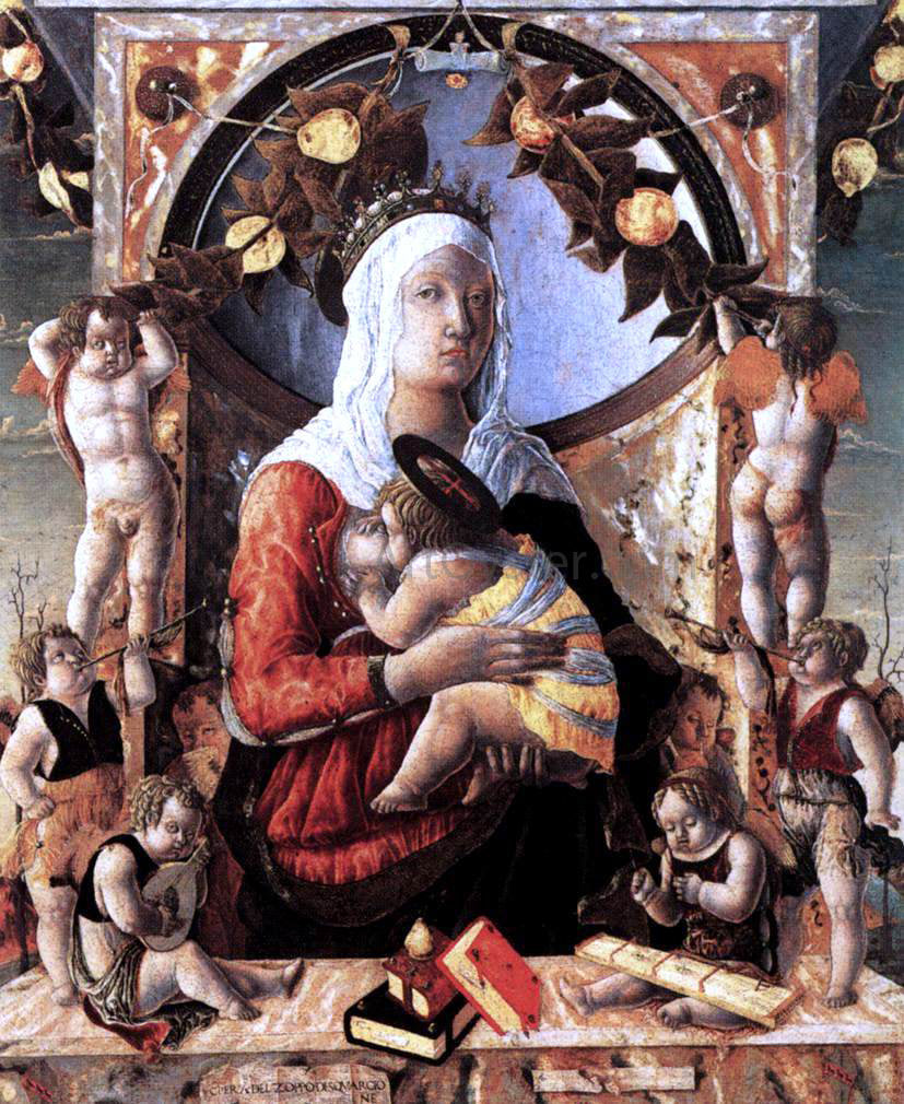Marco Zoppo Madonna and Child with Angels - Canvas Print
