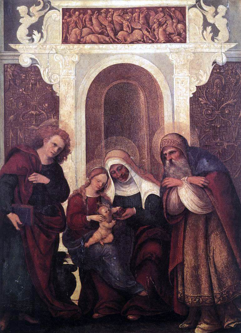 Ludovico Mazzolino Madonna and Child with Saints - Canvas Print