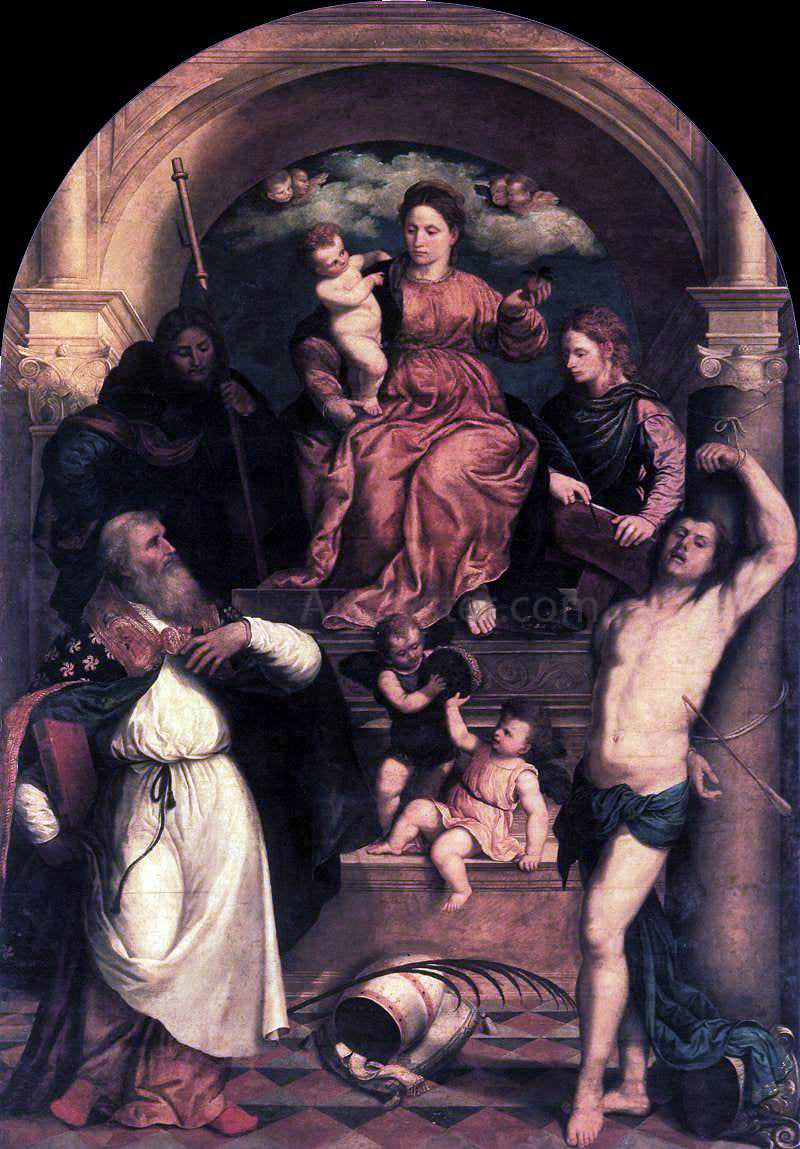 Paris Bordone Madonna and Child with Saints - Canvas Print