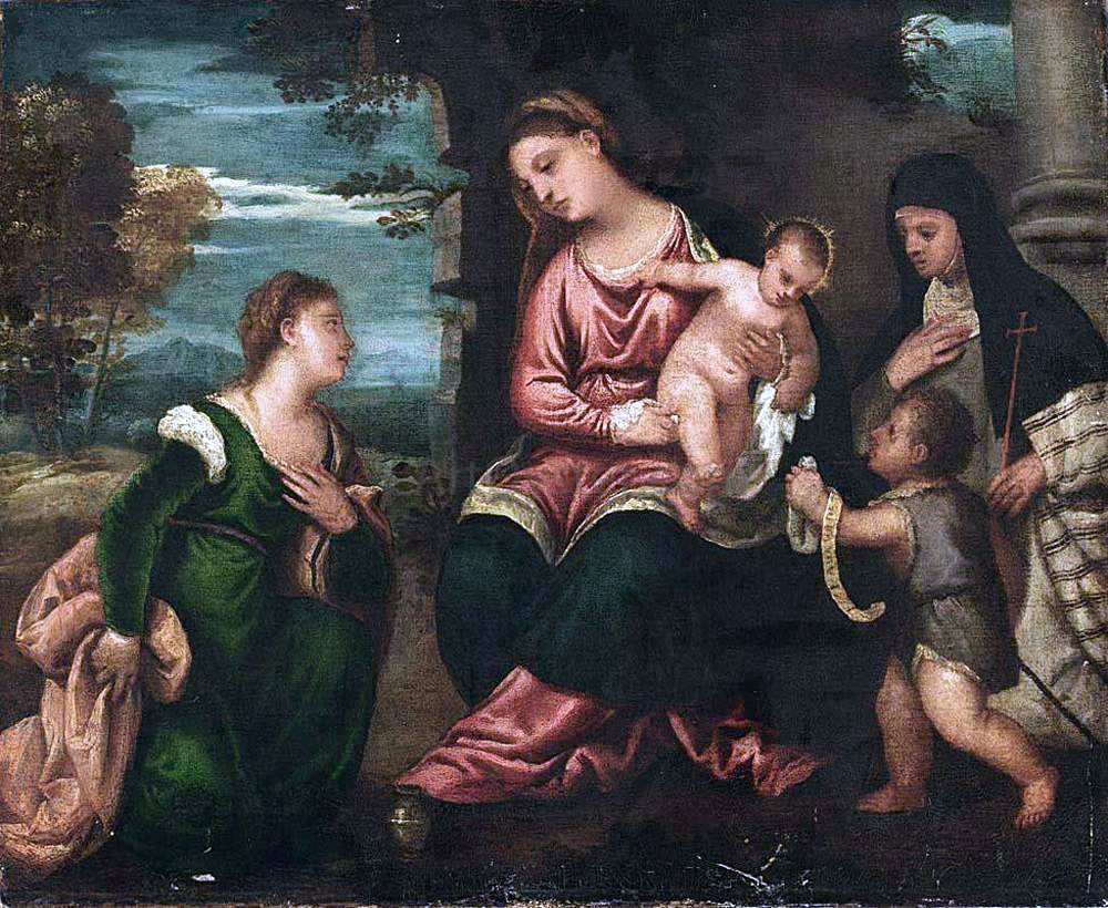 Polidoro Da lanciano Madonna and Child with Saints - Canvas Print