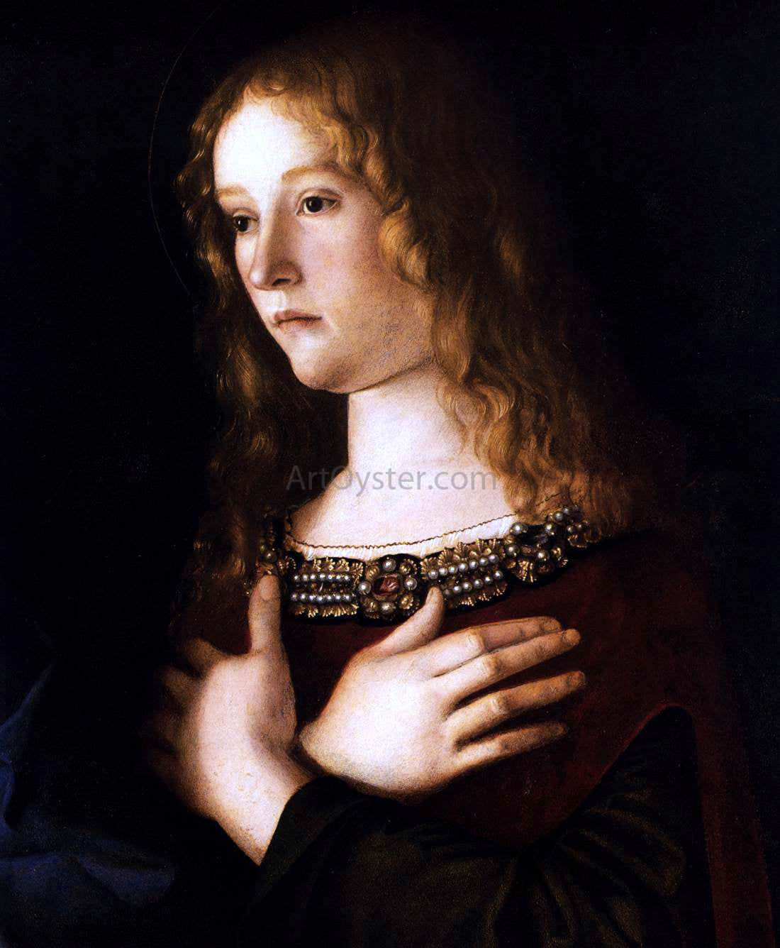 Giovanni Bellini Madonna and Child with Two Saints (detail) - Canvas Print
