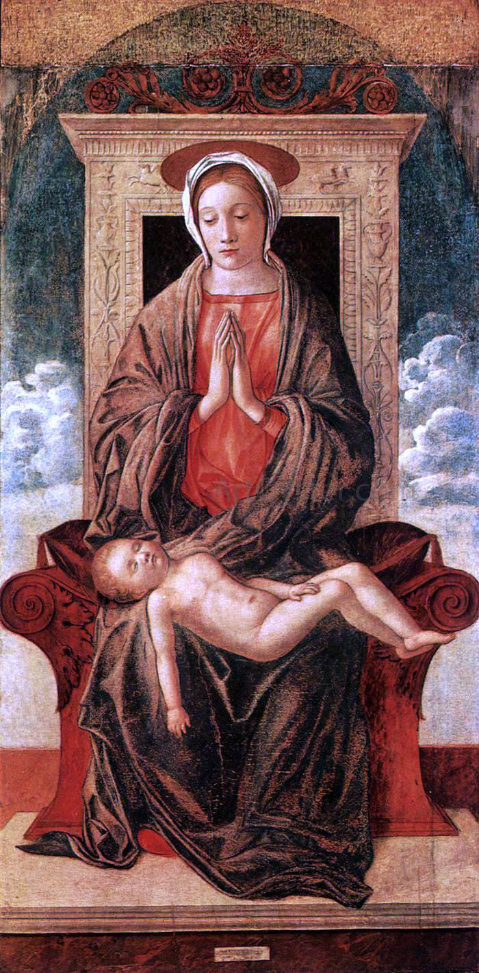 Giovanni Bellini Madonna Enthroned Adoring the Sleeping Child - Canvas Print