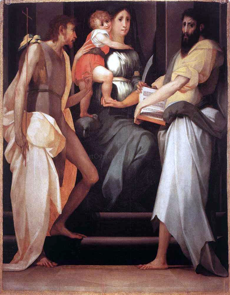 Rosso Fiorentino Madonna Enthroned between Two Saints - Canvas Print