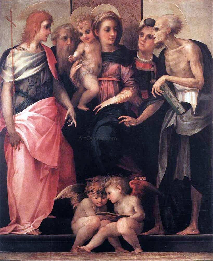 Rosso Fiorentino Madonna Enthroned with Four Saints - Canvas Print