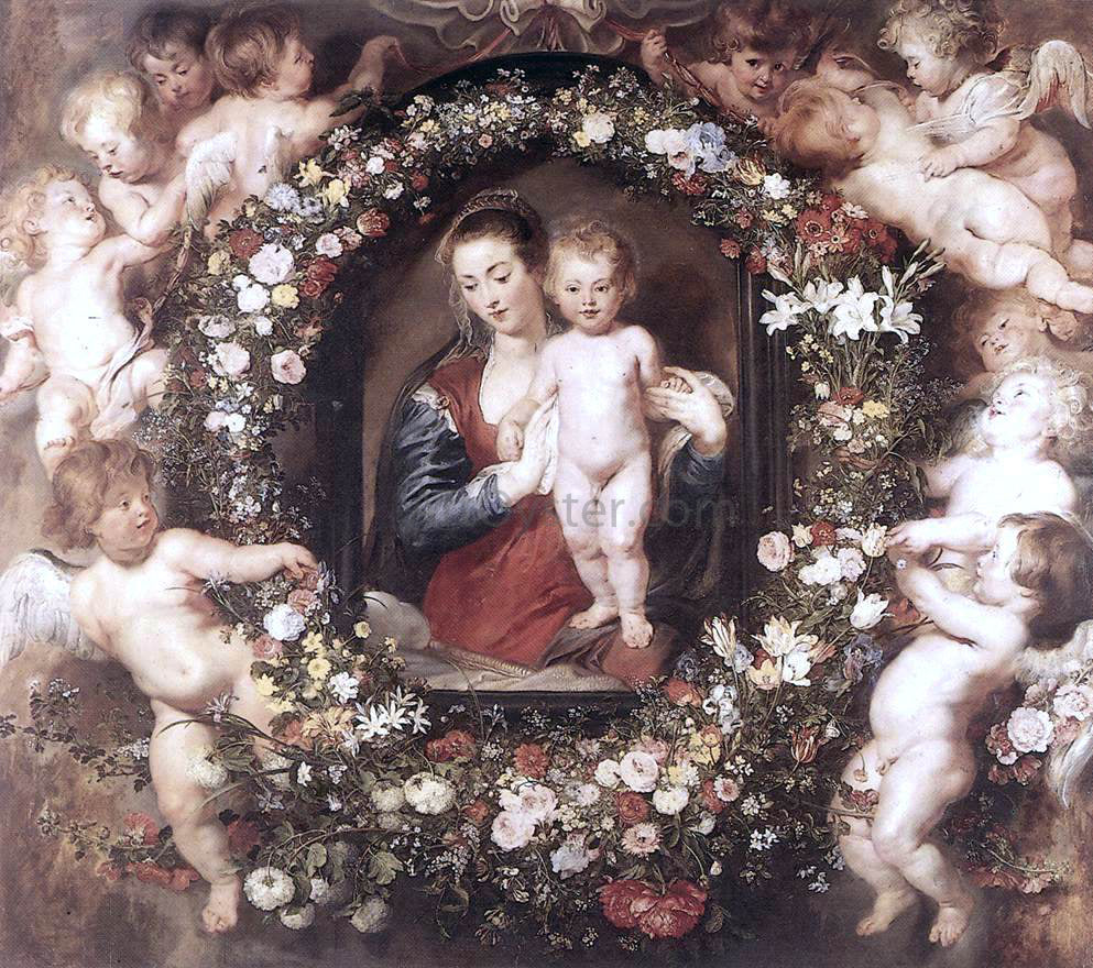 Peter Paul Rubens Madonna in Floral Wreath - Canvas Print