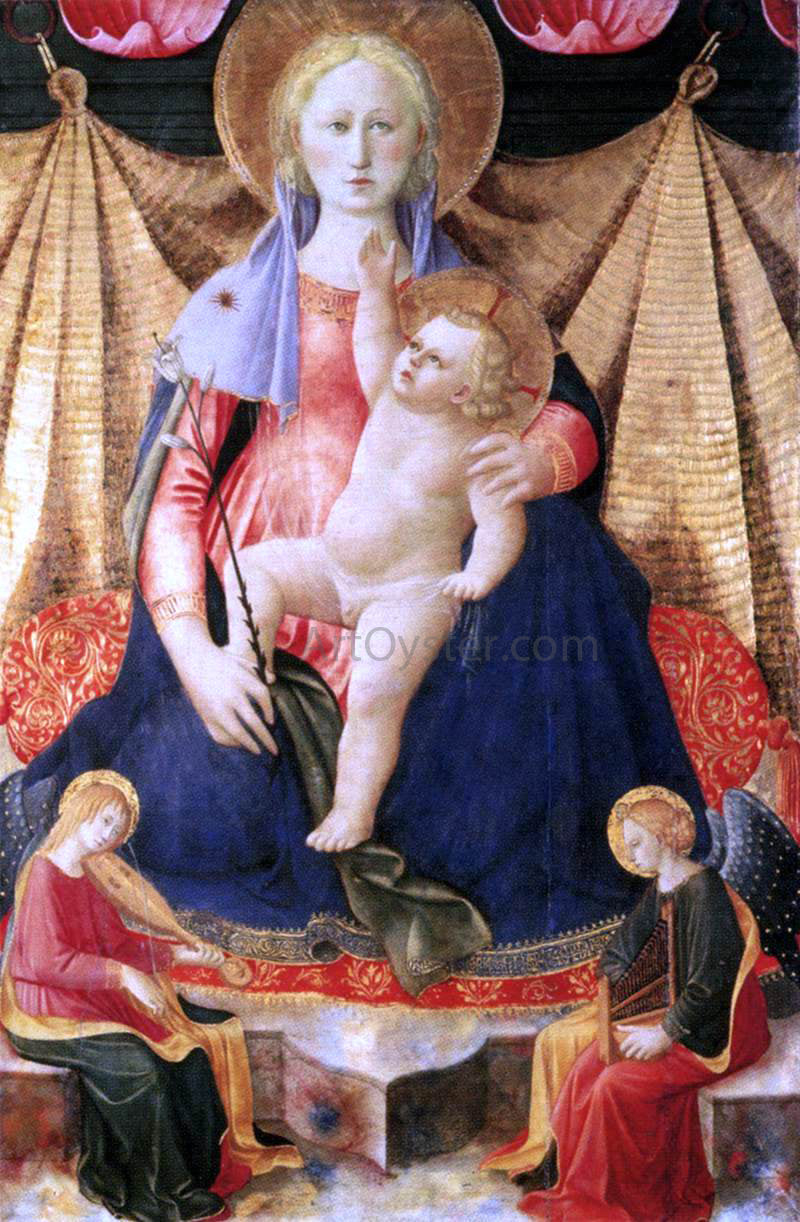 Zanobi Strozzi Madonna of Humility with Two Musician Angels - Canvas Print