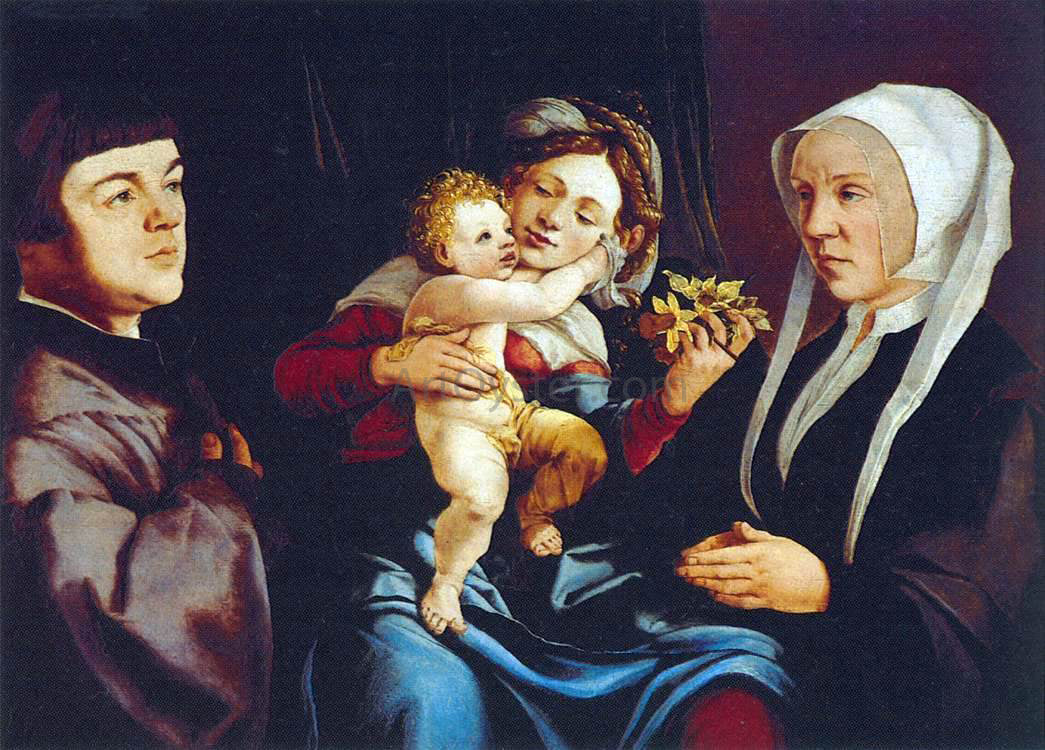 Jan Van Scorel Madonna of the Daffodils with the Child and Donors - Canvas Print