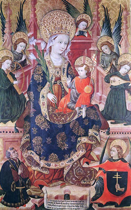 Unknown Madonna with Angels Playing Music and Donor - Canvas Print