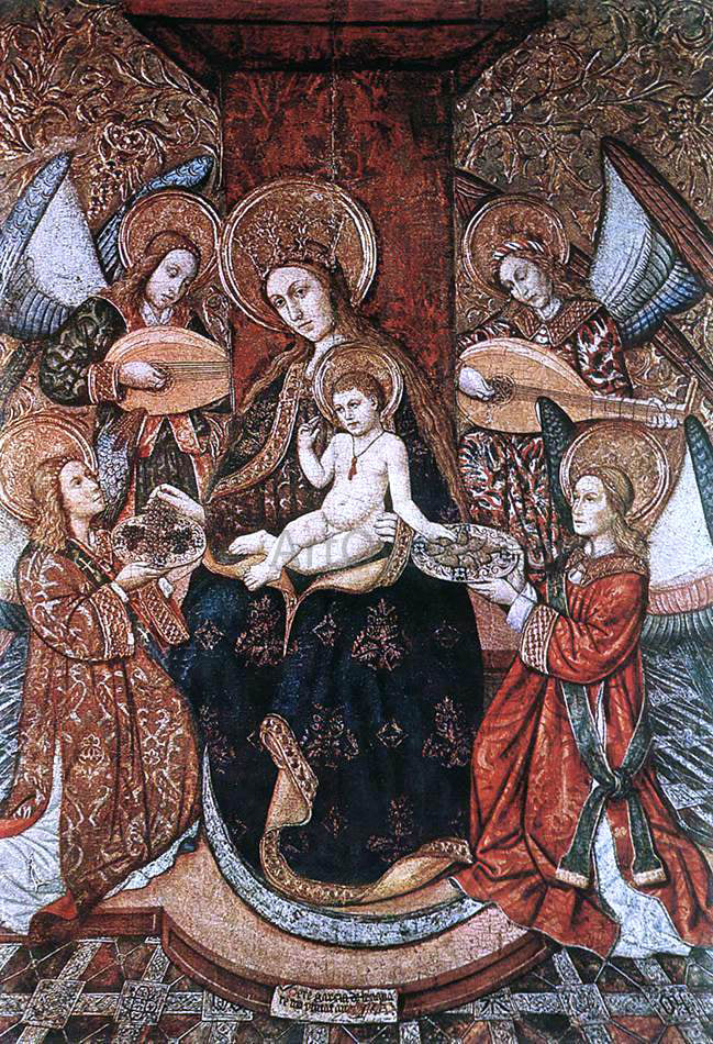Pere Garcia Madonna with Music-Making Angels - Canvas Print