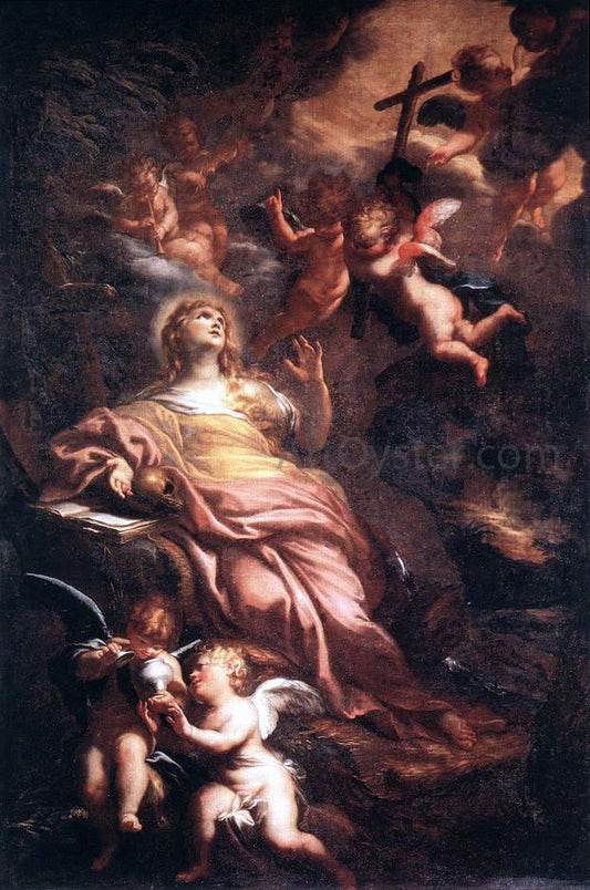 Domenico Piola Magdalene in the Desert - Canvas Print