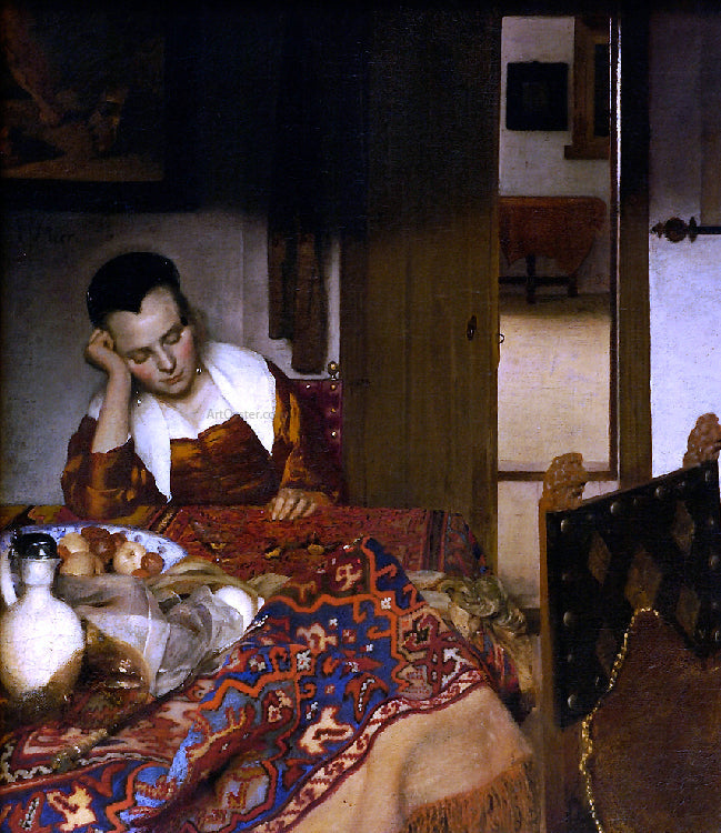 Johannes Vermeer Maid Asleep at a Table - Canvas Print