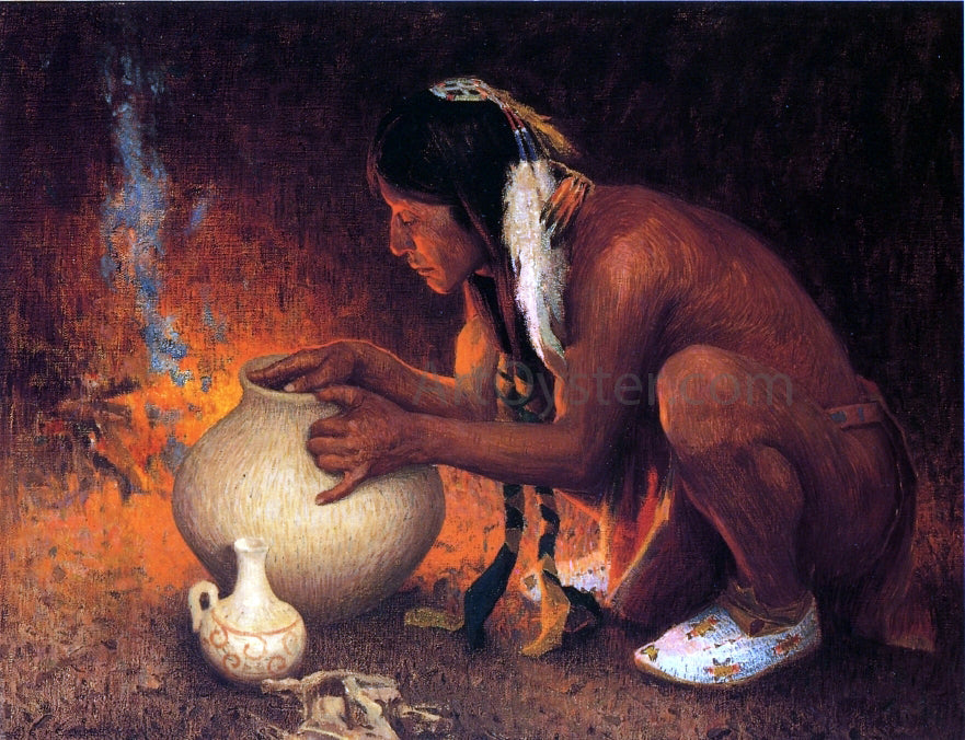 E Irving Couse Making Pottery - Canvas Print