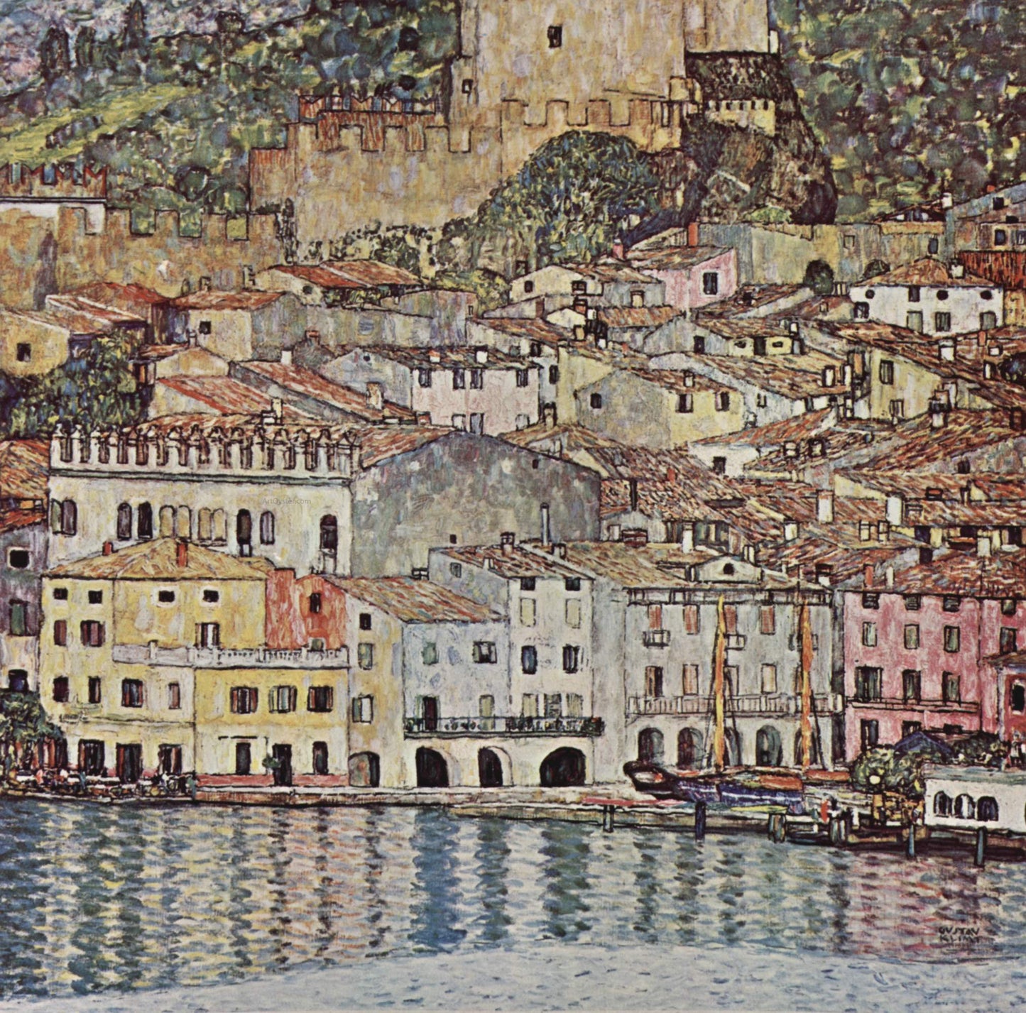 Gustav Klimt A Scene of Malcesine on Lake Garda - Canvas Print
