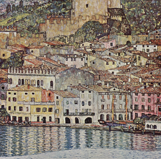 Gustav Klimt A Scene of Malcesine on Lake Garda - Canvas Print