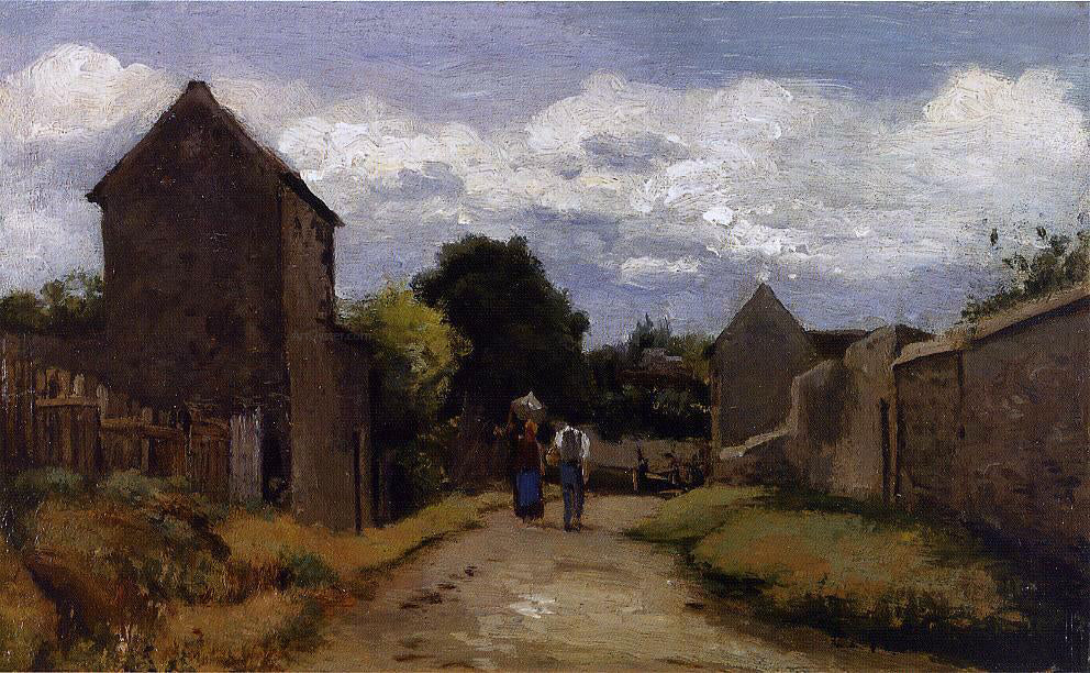Camille Pissarro Male and Female Peasants on a Path Crossing the Countryside - Canvas Print