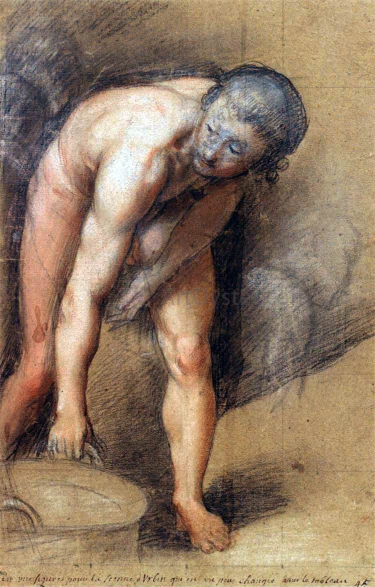 Federico Fiori Barocci Male Figure Stooping to Lift a Cauldron - Canvas Print