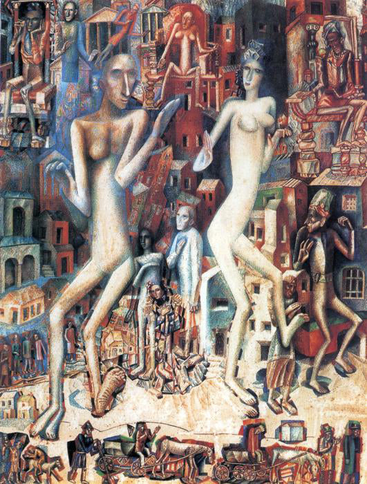 Pavel Filonov Man and Woman - Canvas Print
