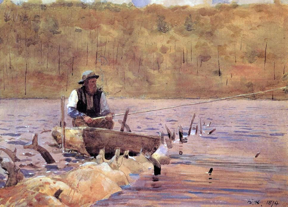 Winslow Homer Man in a Punt, Fishing - Canvas Print