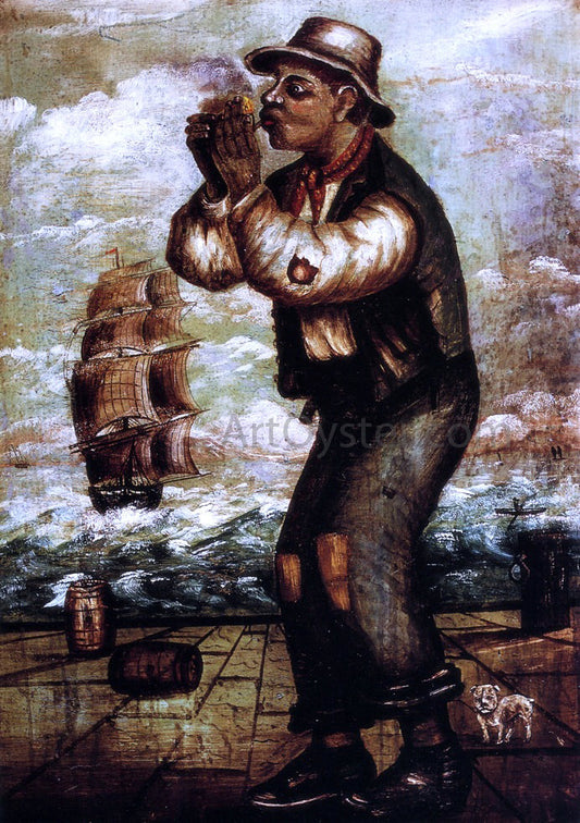 William Aiken Walker Man on Dock LIghting Pipe - Canvas Print