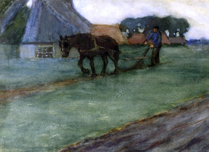 Frederick Carl Frieseke Man Plowing - Canvas Print