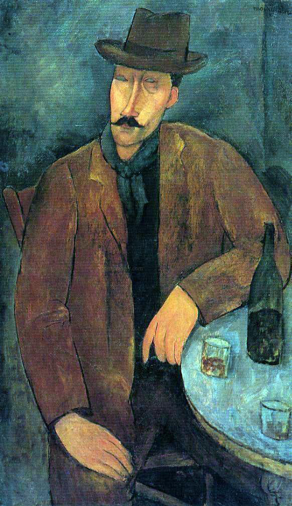 Amedeo Modigliani Man with a Glass of Wine - Canvas Print
