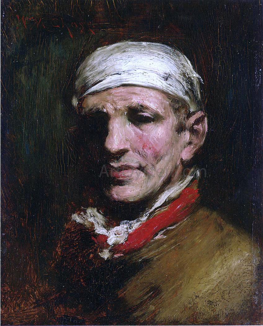 William Merritt Chase Man with Bandana - Canvas Print