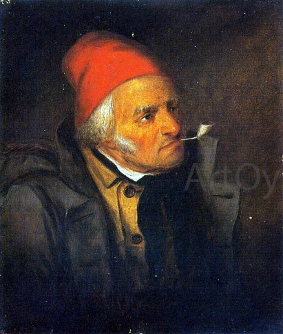 Cornelius Krieghoff Man with Red Hat and Pipe - Canvas Print