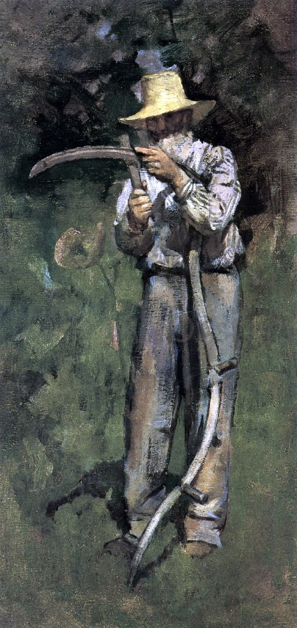 Theodore Robinson Man with Sythe - Canvas Print