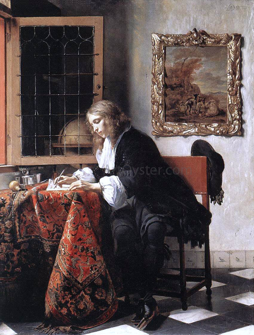 Gabriel Metsu Man Writing a Letter - Canvas Print