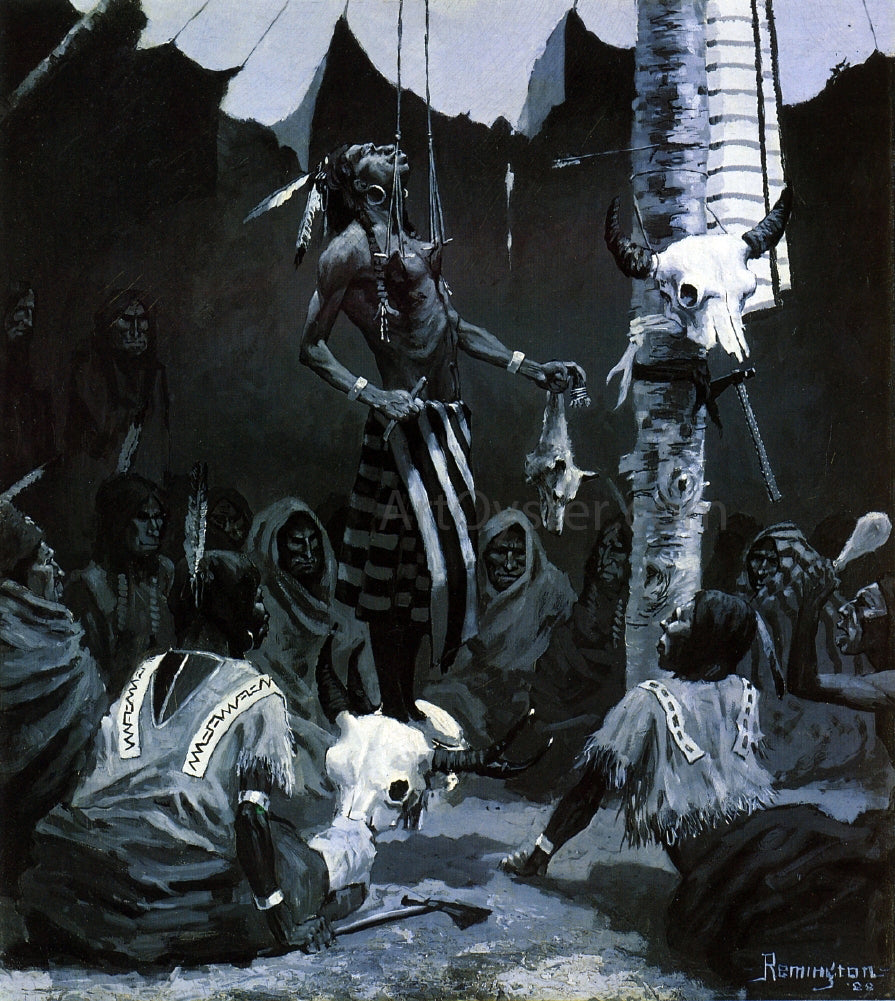 Frederic Remington Mandan Initiation Ceremony (the Sundance) - Canvas Print