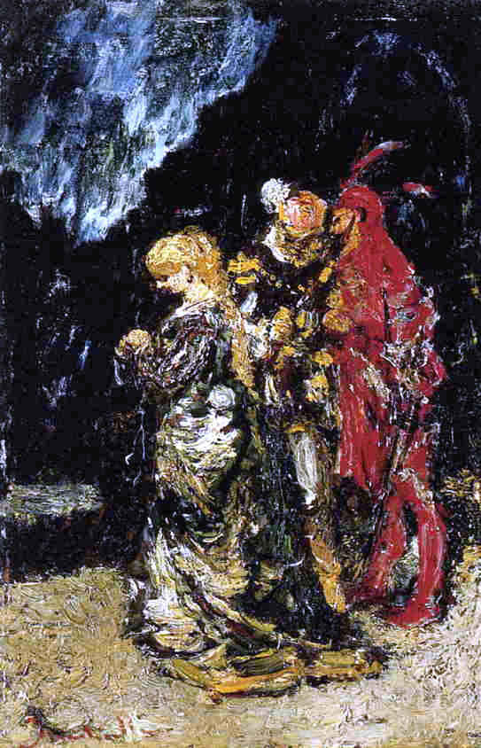 Adolphe-Joseph-Thomas Monticelli Marguerite, Fauste and Mephisto - Canvas Print