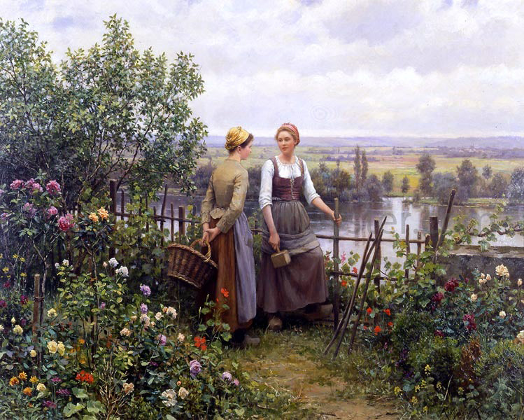 Daniel Ridgway Knight Maria and Madeleine on the Terrace - Canvas Print
