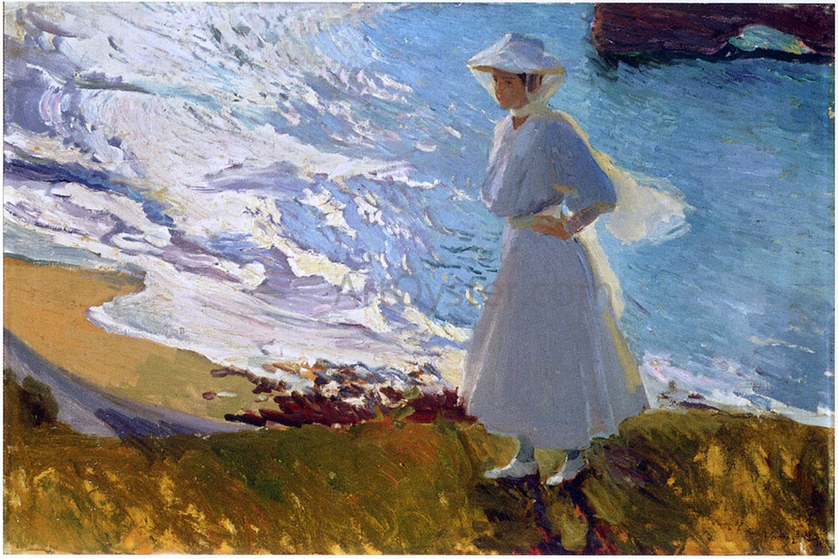 Joaquin Sorolla Y Bastida Maria at the Beach, Biarritz - Canvas Print