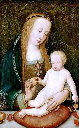 The Elder Hans Holbein Maria, dem Kind einen Granatapfel reichend - Canvas Print