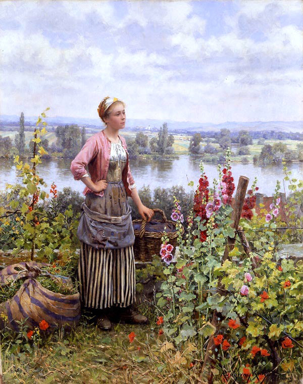 Daniel Ridgway Knight Maria on the Terrace with a Bundle of Grass - Canvas Print