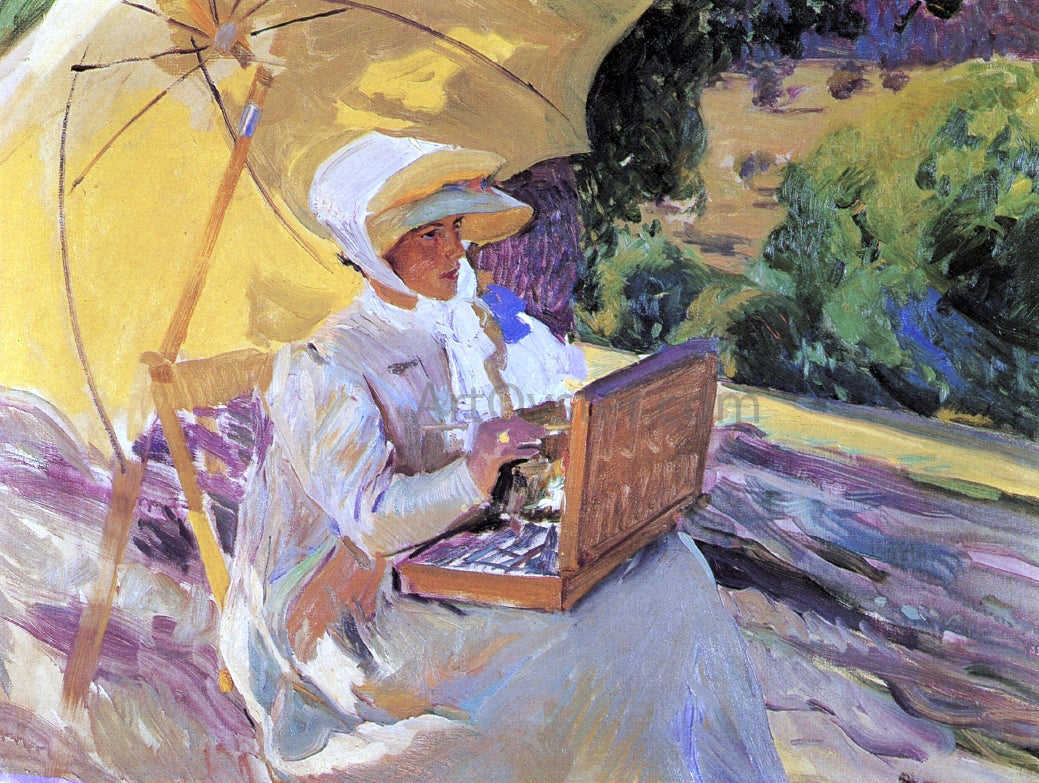 Joaquin Sorolla Y Bastida Maria Painting in El Pardo - Canvas Print