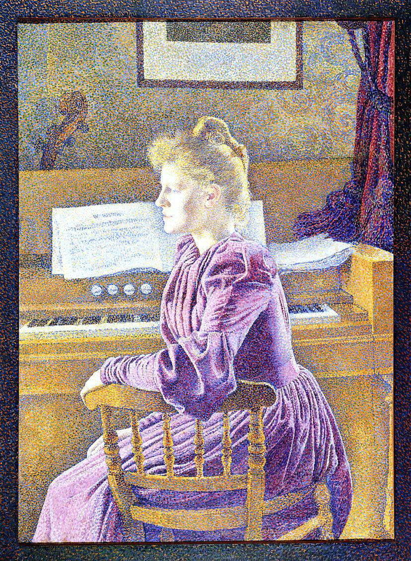 Theo Van Rysselberghe Maria Sethe at the Harmonium - Canvas Print